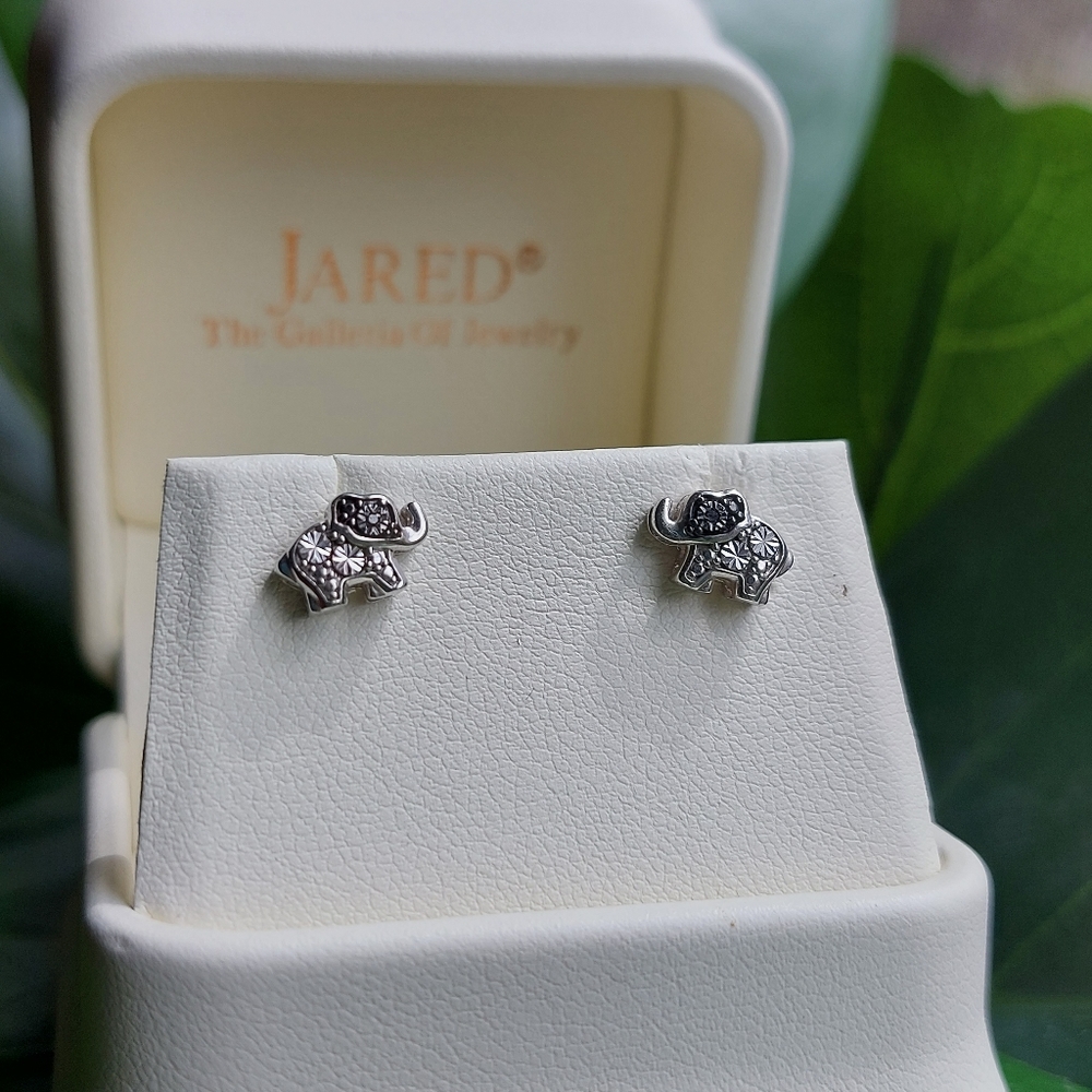 Jared black diamond elephant earrings